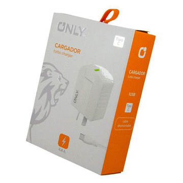 CARGADOR ONLY 220V MOD06 - 4.4A - 1USB + CABLE TIPO C BLANCO - Image 1