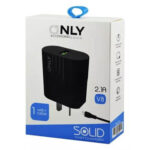 CARGADOR ONLY 220V MOD03 – 2.1A – 1 USB + CABLE V8 – NEGRO