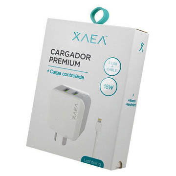 1723170975326XAEA_IPHONE.jpg CARGADOR XAEA MOD02 18W – 2 USB + CABLE LIGHTNING - Image 1